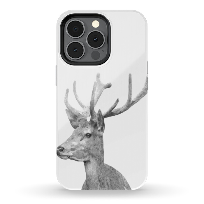 iPhone 13 pro StrongFit Black and White Deer by Alemi