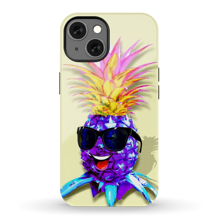 iPhone 13 StrongFit Pineapple Ultraviolet Happy Dude with Sunglasses  by BluedarkArt