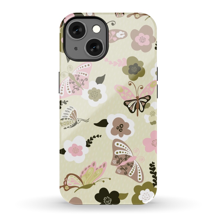 iPhone 13 StrongFit Beautiful Butterflies on Mint Green by Paula Ohreen