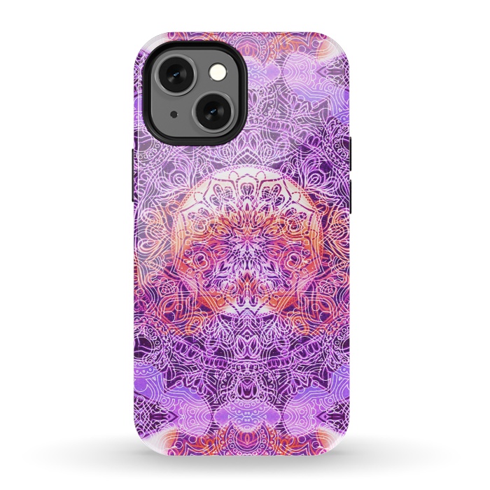 iPhone 13 mini StrongFit Purple orange hippy mandala by Oana 