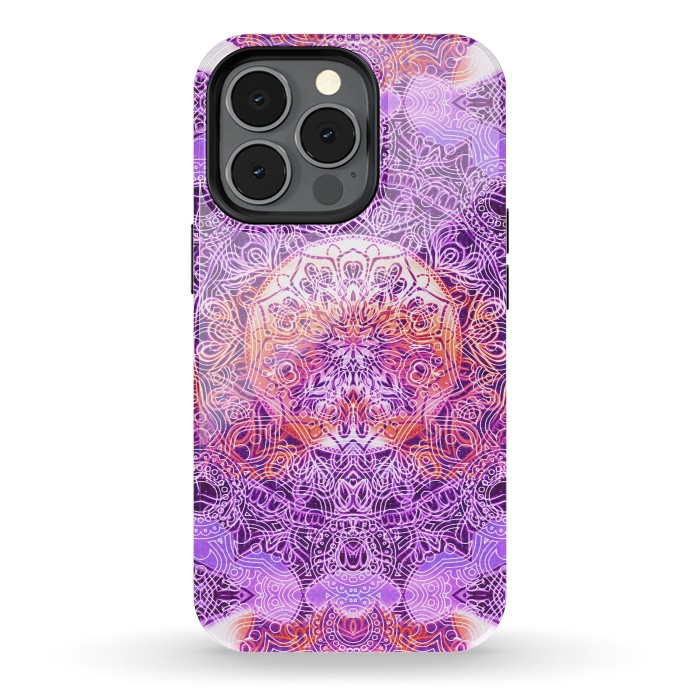 iPhone 13 pro StrongFit Purple orange hippy mandala by Oana 