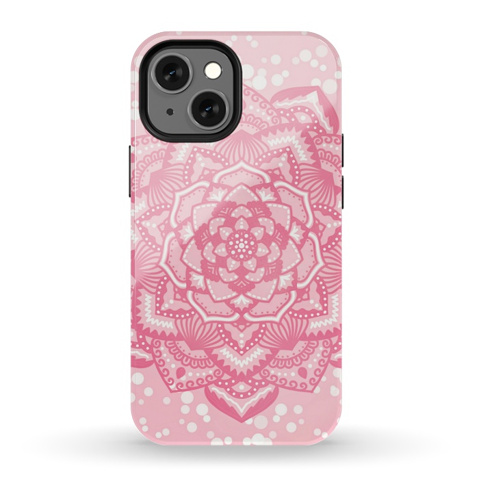 iPhone 13 mini StrongFit Pink flower mandala by Jms