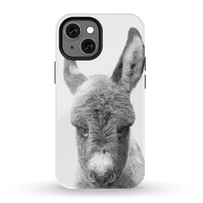iPhone 13 mini StrongFit Black and White Baby Donkey by Alemi