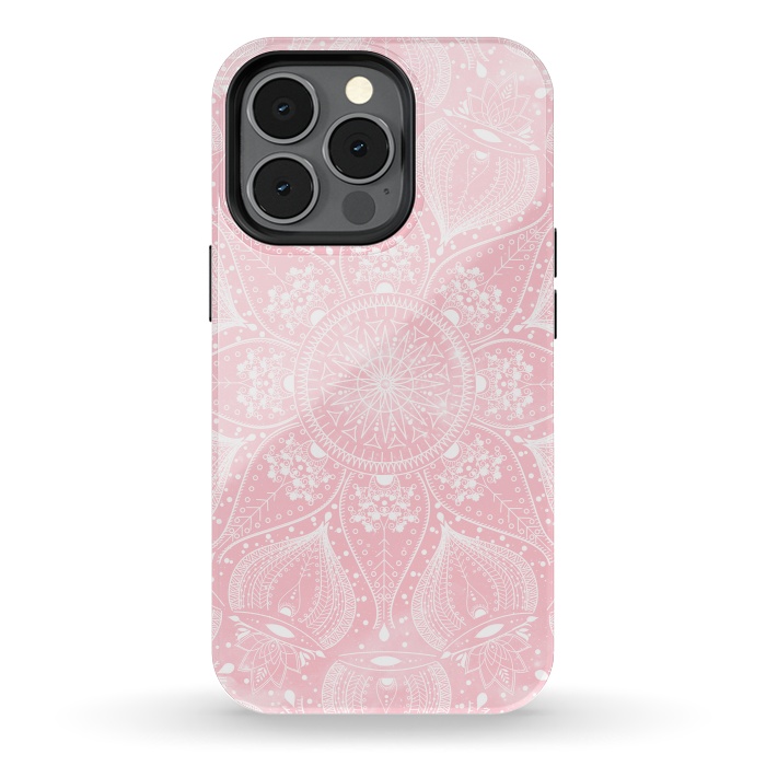 iPhone 13 pro StrongFit Elegant white mandala design by InovArts