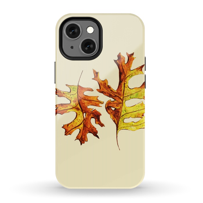 iPhone 13 mini StrongFit Ink Watercolor Painted Autumn Leaves Nature Lover by Boriana Giormova