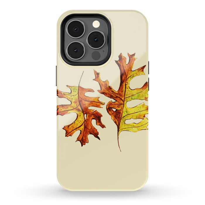 iPhone 13 pro StrongFit Ink Watercolor Painted Autumn Leaves Nature Lover by Boriana Giormova