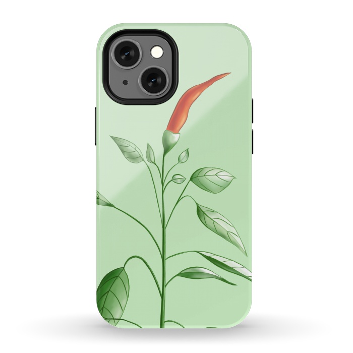 iPhone 13 mini StrongFit Hot Chili Pepper Plant Botanical Illustration by Boriana Giormova
