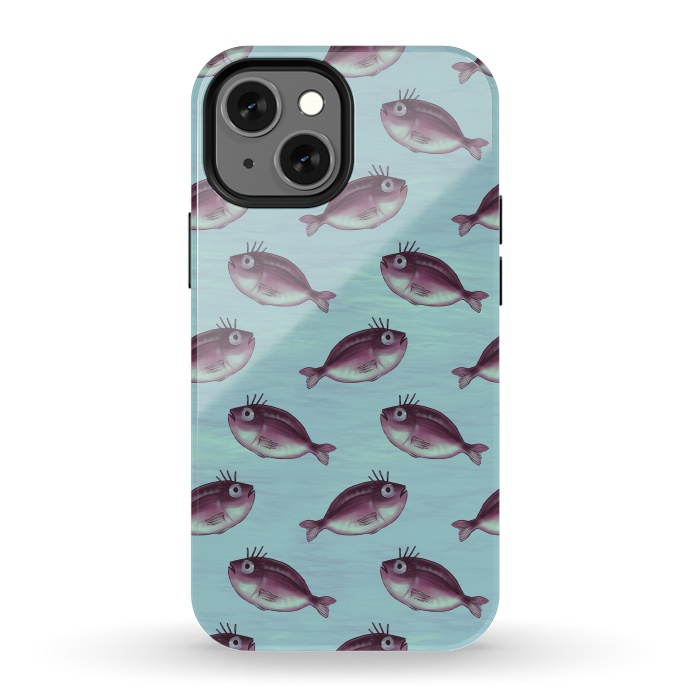iPhone 13 mini StrongFit Funny Fish With Fancy Eyelashes Pattern by Boriana Giormova