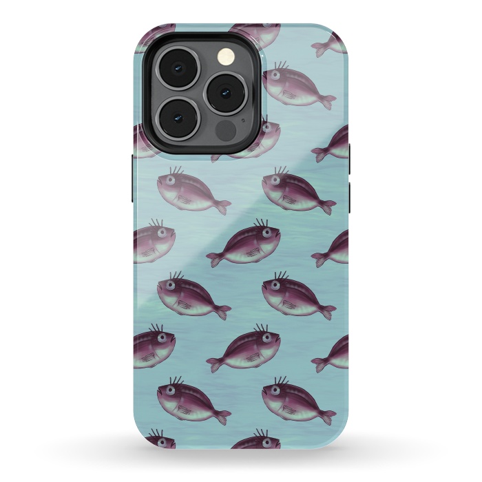 iPhone 13 pro StrongFit Funny Fish With Fancy Eyelashes Pattern by Boriana Giormova