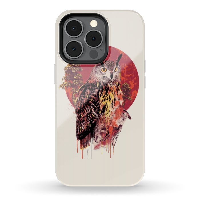 iPhone 13 pro StrongFit Owl Red by Riza Peker