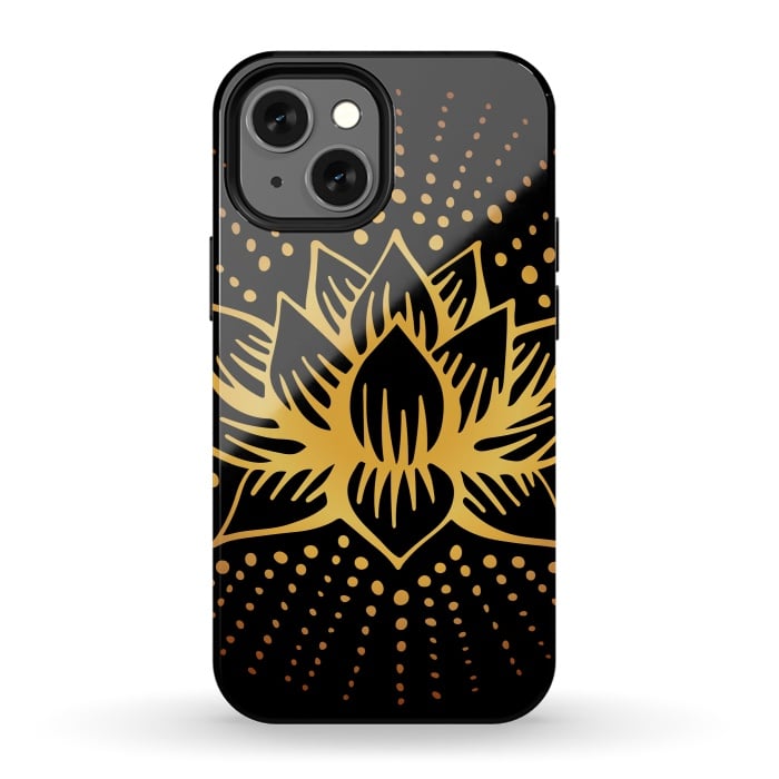 iPhone 13 mini StrongFit Golden Lotus Mandala by Majoih