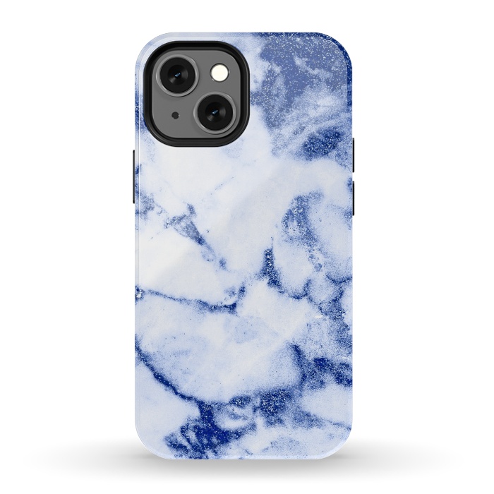 iPhone 13 mini StrongFit Blue Veined Glitter Marble by  Utart