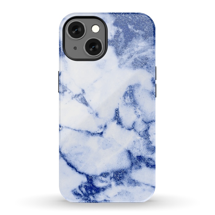 iPhone 13 StrongFit Blue Veined Glitter Marble by  Utart