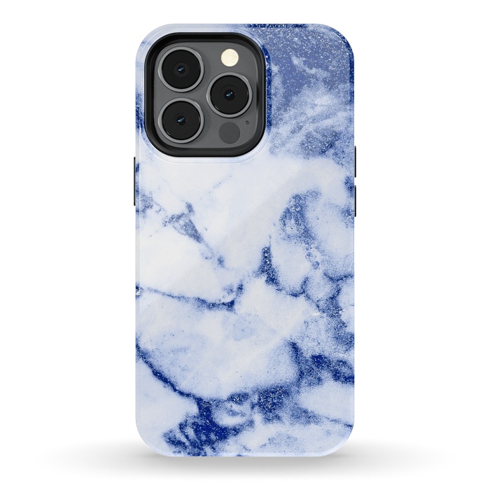 iPhone 13 pro StrongFit Blue Veined Glitter Marble by  Utart