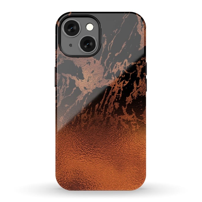 iPhone 13 StrongFit Copper Gold and Black Marble  by  Utart