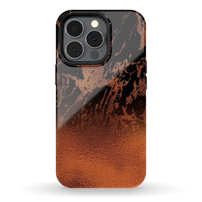 iPhone 13 pro StrongFit Copper Gold and Black Marble  by  Utart