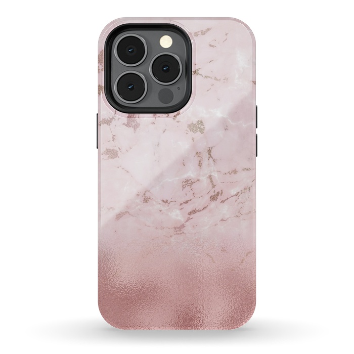 iPhone 13 pro StrongFit Rose Gold Glitter Marble Blush by  Utart