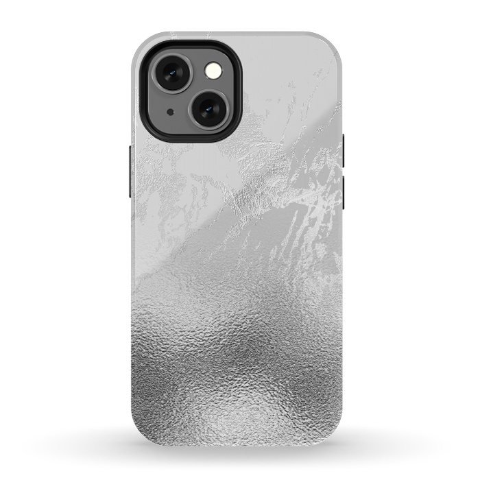 iPhone 13 mini StrongFit Silver Marble and Glitter Foil by  Utart