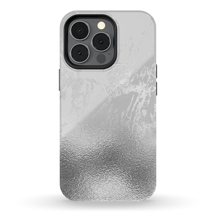 iPhone 13 pro StrongFit Silver Marble and Glitter Foil by  Utart