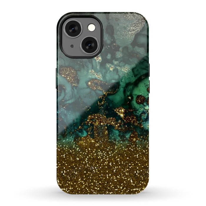 iPhone 13 StrongFit Green Malachite Marble and Gold Glitter by  Utart