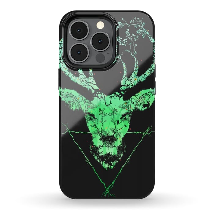 iPhone 13 pro StrongFit Dark Forest Deer by Sitchko