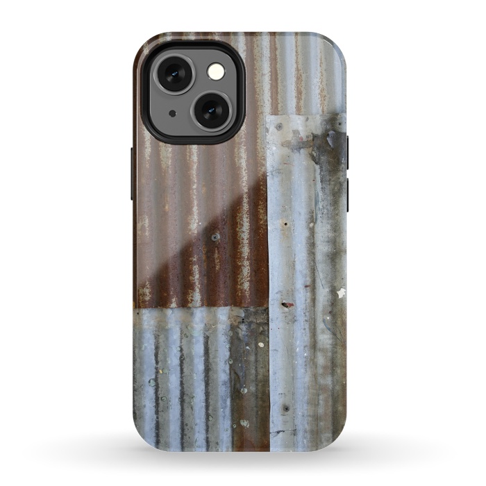 iPhone 13 mini StrongFit Rusty Corrugated Metal Patches 2 by Andrea Haase