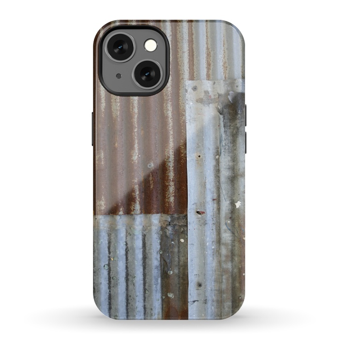iPhone 13 StrongFit Rusty Corrugated Metal Patches 2 by Andrea Haase
