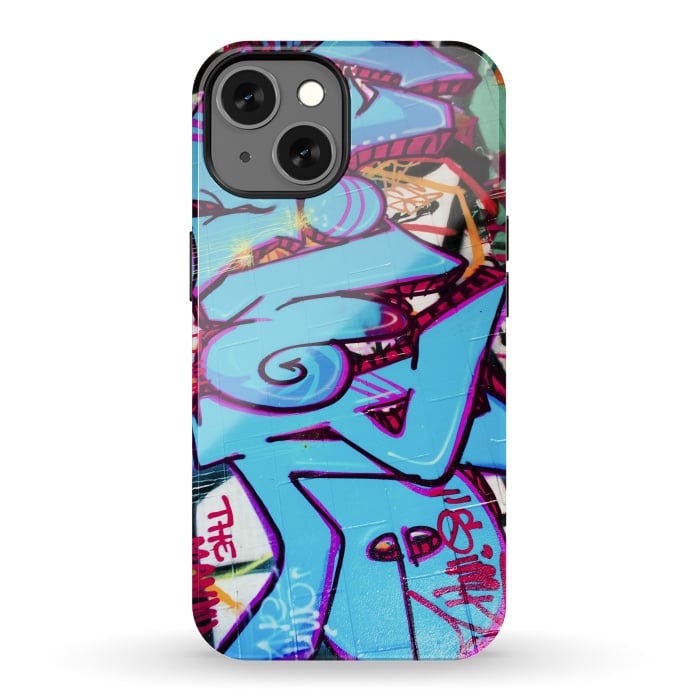 iPhone 13 StrongFit Blue Graffiti Tag by Andrea Haase