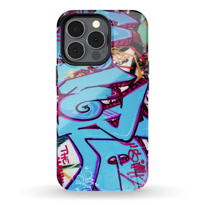 iPhone 13 pro StrongFit Blue Graffiti Tag by Andrea Haase