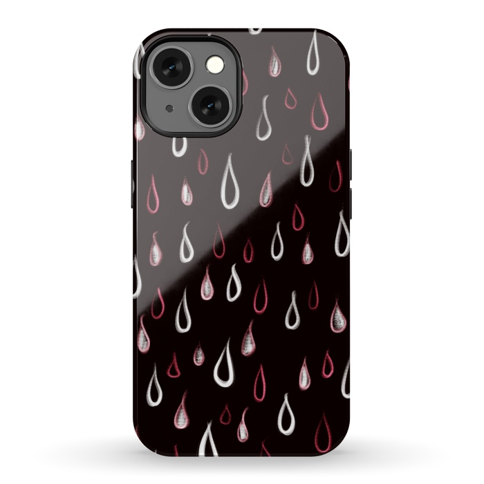 iPhone 13 StrongFit Dark White And Red Raindrops Pattern by Boriana Giormova