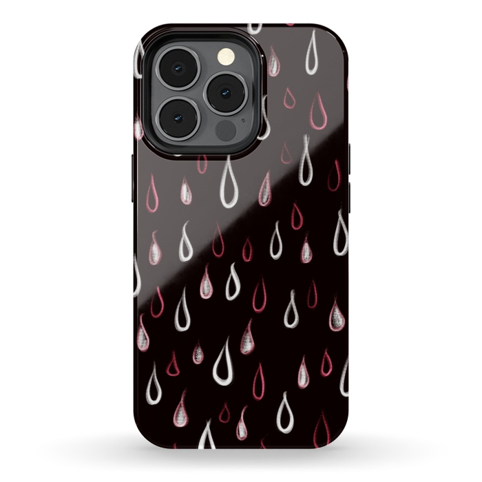 iPhone 13 pro StrongFit Dark White And Red Raindrops Pattern by Boriana Giormova