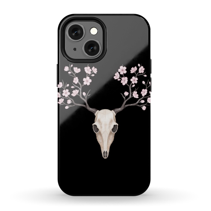 iPhone 13 mini StrongFit Deer skull black by Laura Nagel