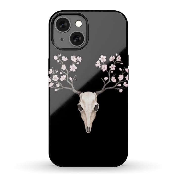 iPhone 13 StrongFit Deer skull black by Laura Nagel