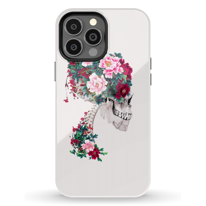 iPhone 13 Pro Max StrongFit Skull with Peonies by Riza Peker