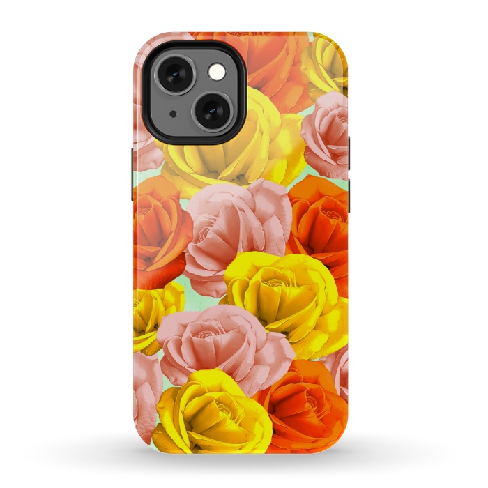 iPhone 13 mini StrongFit Roses Pastel Colors Floral Collage by BluedarkArt
