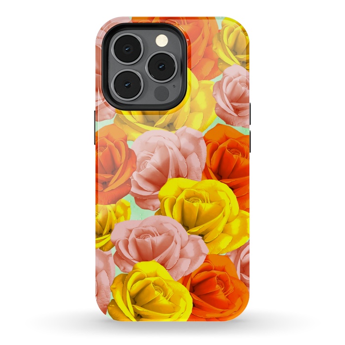 iPhone 13 pro StrongFit Roses Pastel Colors Floral Collage by BluedarkArt