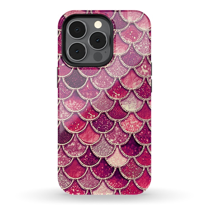iPhone 13 pro StrongFit Pink and Purple Pretty Sparkling Mermaid Scales  by  Utart