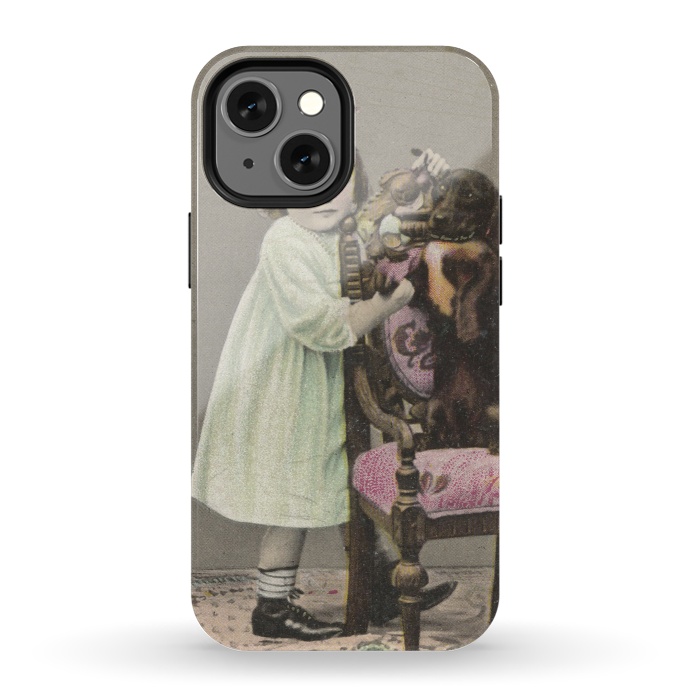 iPhone 13 mini StrongFit Vintage Girl With Dog by Andrea Haase