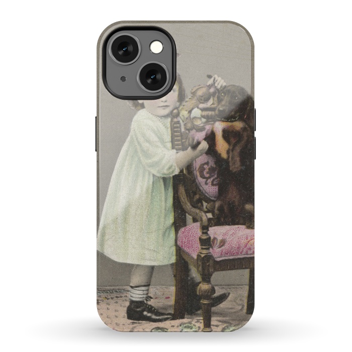 iPhone 13 StrongFit Vintage Girl With Dog by Andrea Haase
