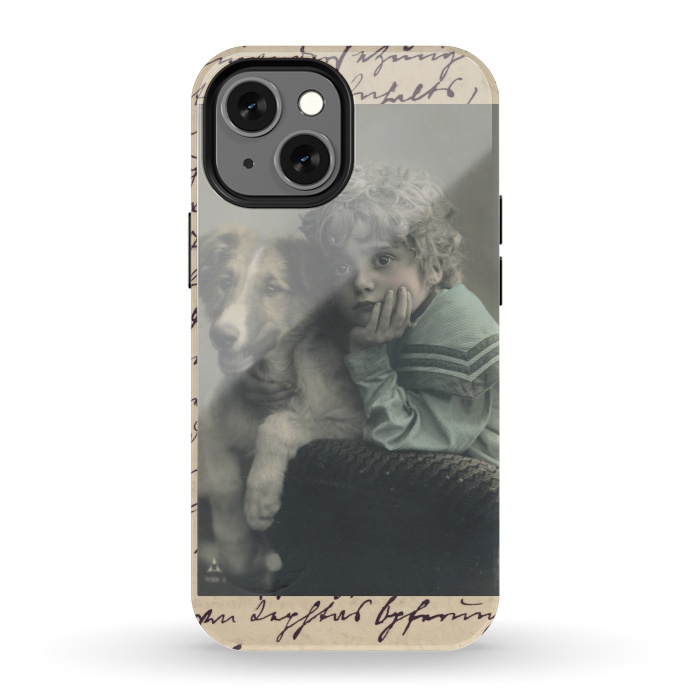 iPhone 13 mini StrongFit Vintage Boy With Dog by Andrea Haase