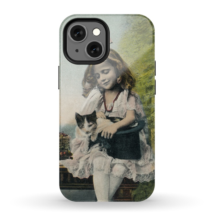 iPhone 13 mini StrongFit Retro Girl With Cat by Andrea Haase