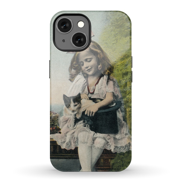 iPhone 13 StrongFit Retro Girl With Cat by Andrea Haase