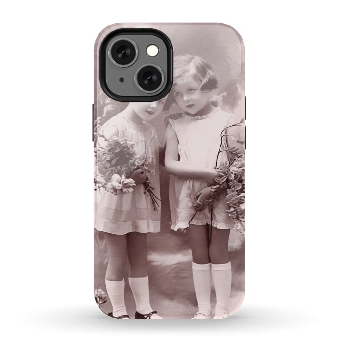 iPhone 13 mini StrongFit Cute Retro Girls With Flowers by Andrea Haase