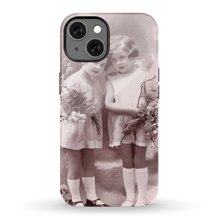 iPhone 13 StrongFit Cute Retro Girls With Flowers by Andrea Haase