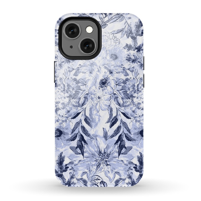 iPhone 13 mini StrongFit Watercolor grey floral hand paint by InovArts