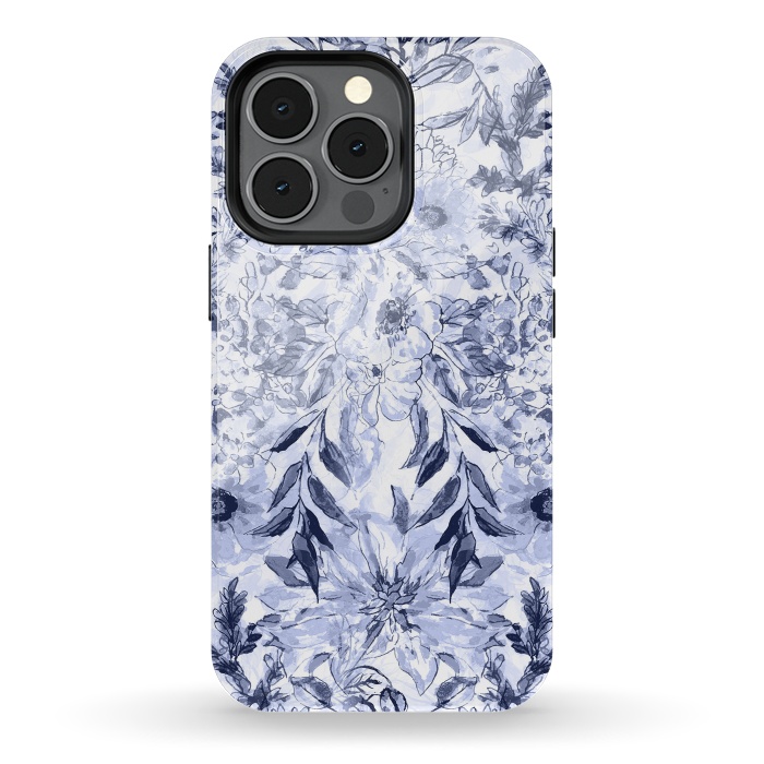iPhone 13 pro StrongFit Watercolor grey floral hand paint by InovArts