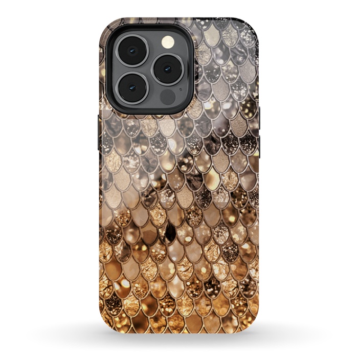 iPhone 13 pro StrongFit Old Gold and Bronze Mermaid Scales Pattern by  Utart