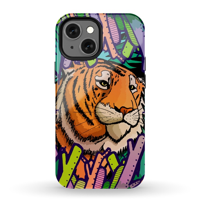 iPhone 13 mini StrongFit Tiger in the undergrowth  by Steve Wade (Swade)