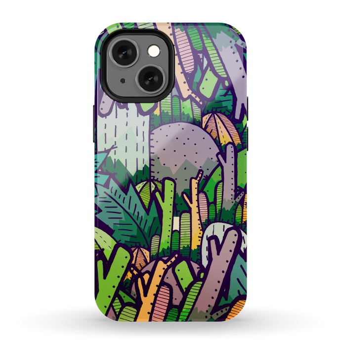 iPhone 13 mini StrongFit Jungle Cactus by Steve Wade (Swade)