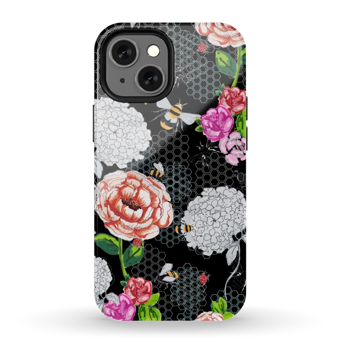 iPhone 13 mini StrongFit Bee Garden Black by MUKTA LATA BARUA